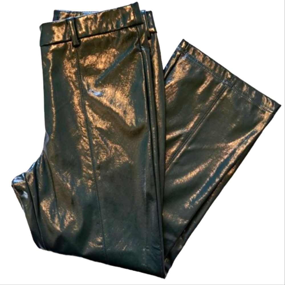 NEW 7 For All Mankind Green Faux Leather Pants Size Large